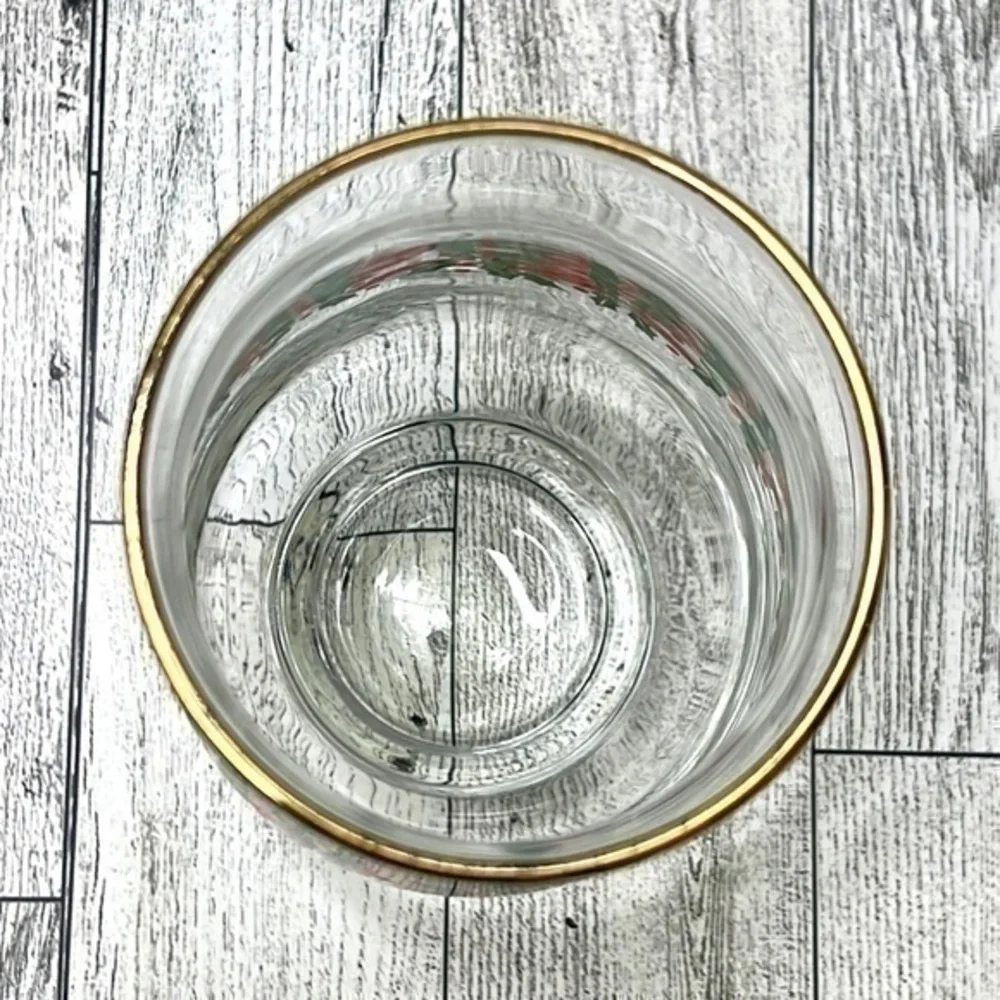Libbey Holly Berry Gold Rim Glasses Set of 2